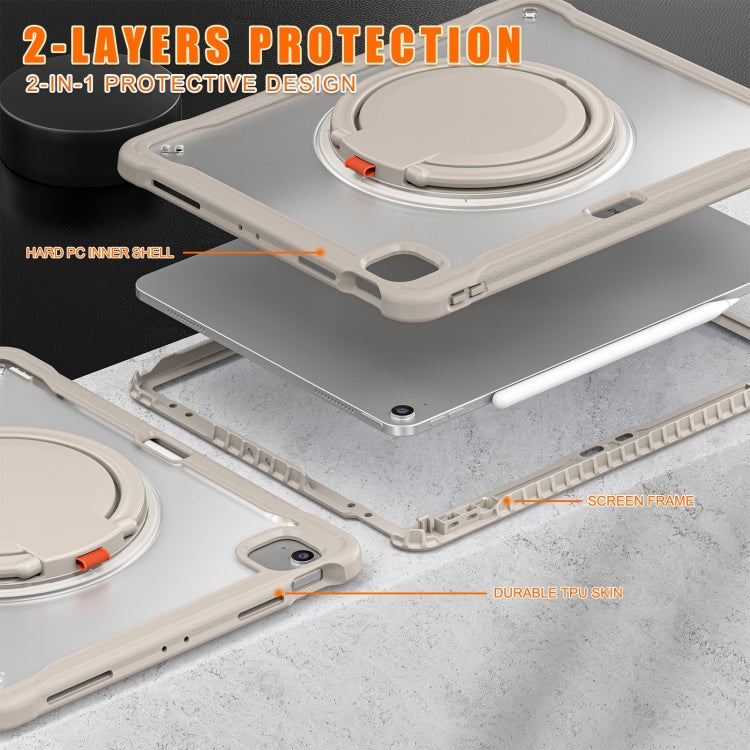 For iPad Air 13 2025 / 2024 Powerful Sailor Ring Holder Heavy Duty Hybrid Tablet Case with Strap(Khaki) by buy2fix