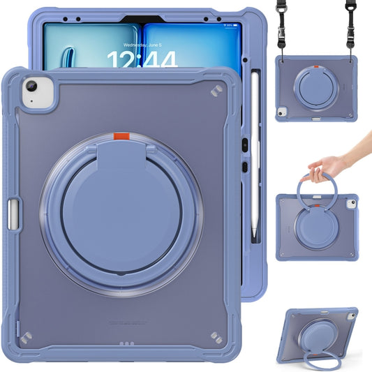 For iPad Air 13 2025 / 2024 Powerful Sailor Ring Holder Heavy Duty Hybrid Tablet Case with Strap(Lavender Grey) by buy2fix