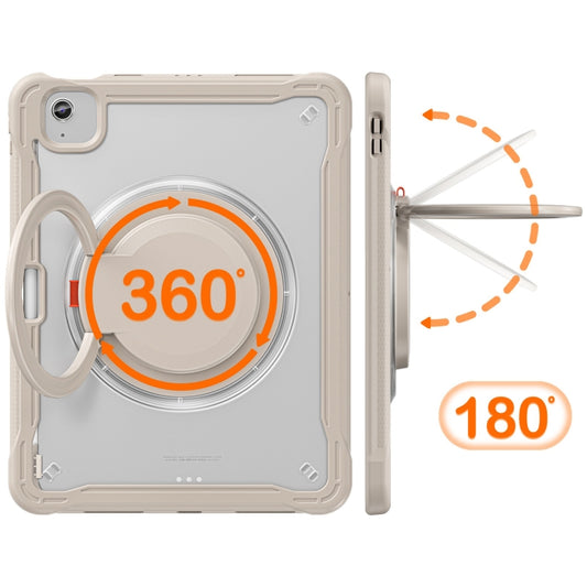 For iPad Air 11 2025 / 2024 Powerful Sailor Ring Holder Heavy Duty Hybrid Tablet Case with Strap(Khaki) by buy2fix