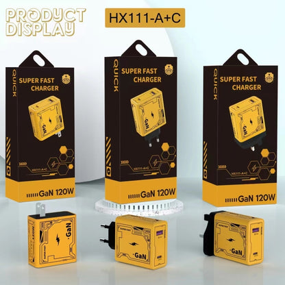 HX111 120W USB, Type-C GaN Ultra-fast Charger(UK Plug) - USB Charger by buy2fix | Online Shopping UK | buy2fix