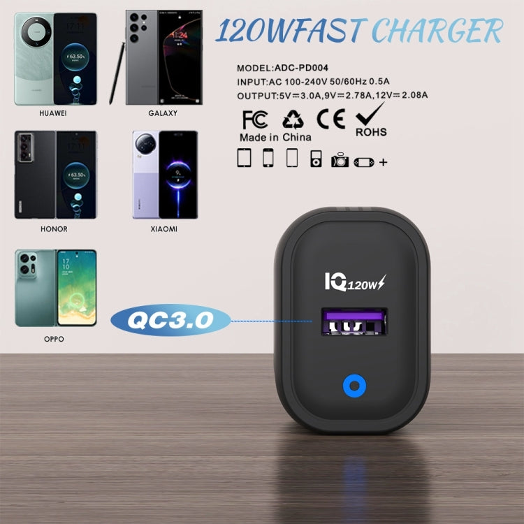 120W USB Fast Charger, Plug:US Plug(Black) - USB Charger by buy2fix | Online Shopping UK | buy2fix
