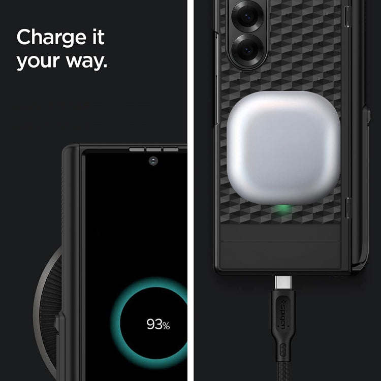 For Samsung Galaxy Z Fold6 Integrated Cube Hinge Phone Case with Spring Holder(Silver) - Galaxy Z Fold6 5G Cases by buy2fix | Online Shopping UK | buy2fix