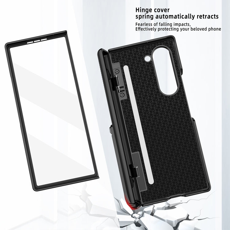For Samsung Galaxy Z Fold6 Integrated Cube Hinge Phone Case with Spring Holder(Silver) - Galaxy Z Fold6 5G Cases by buy2fix | Online Shopping UK | buy2fix