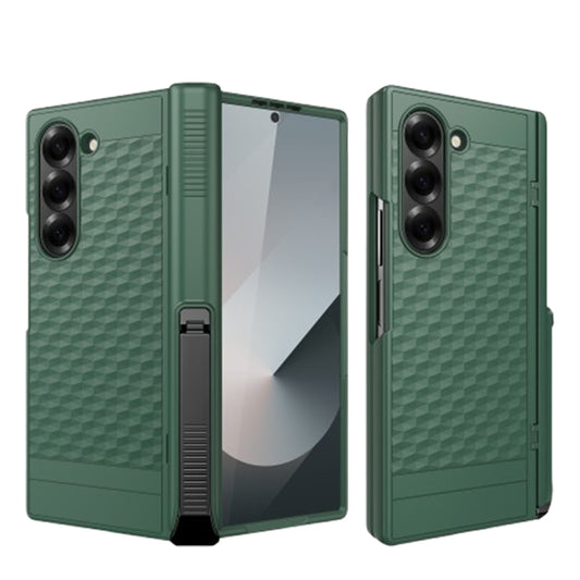 For Samsung Galaxy Z Fold6 Integrated Cube Hinge Phone Case with Spring Holder(Green) - Galaxy Z Fold6 5G Cases by buy2fix | Online Shopping UK | buy2fix