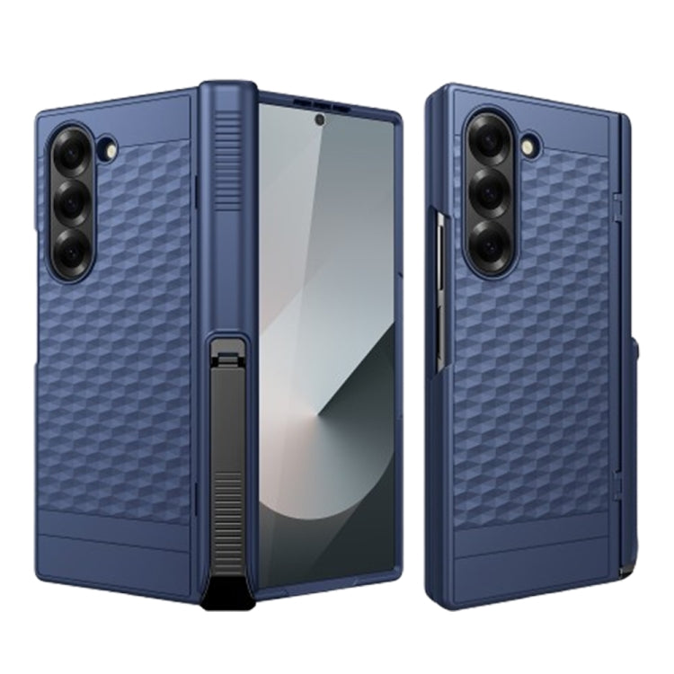 For Samsung Galaxy Z Fold6 Integrated Cube Hinge Phone Case with Spring Holder(Blue) - Galaxy Z Fold6 5G Cases by buy2fix | Online Shopping UK | buy2fix