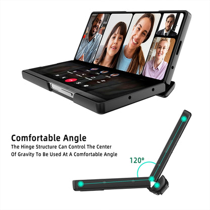 For Samsung Galaxy Z Fold6 Integrated Cube Hinge Phone Case with Spring Holder(Blue) - Galaxy Z Fold6 5G Cases by buy2fix | Online Shopping UK | buy2fix