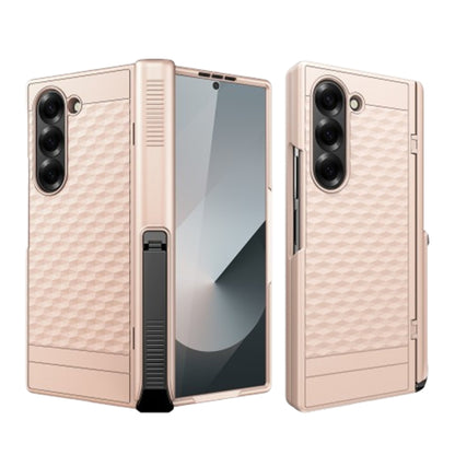 For Samsung Galaxy Z Fold6 Integrated Cube Hinge Phone Case with Spring Holder(Rose Gold) - Galaxy Z Fold6 5G Cases by buy2fix | Online Shopping UK | buy2fix