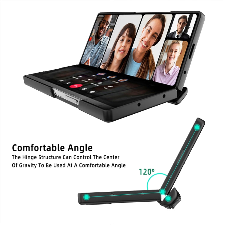 For Samsung Galaxy Z Fold6 Integrated Cube Hinge Phone Case with Spring Holder(Rose Gold) - Galaxy Z Fold6 5G Cases by buy2fix | Online Shopping UK | buy2fix