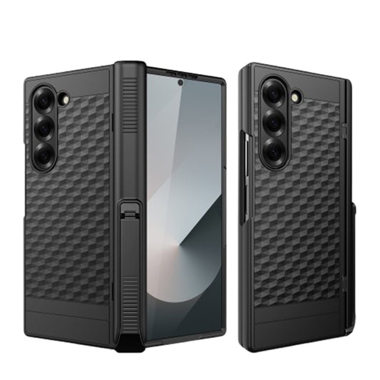 For Samsung Galaxy Z Fold6 Integrated Cube Hinge Phone Case with Spring Holder(Black) - Galaxy Z Fold6 5G Cases by buy2fix | Online Shopping UK | buy2fix