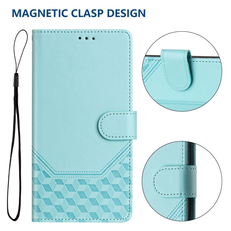 For Tecno Spark Go 2024 4G Honeycomb Embossing RFID Leather Phone Case(Mint Green) by buy2fix