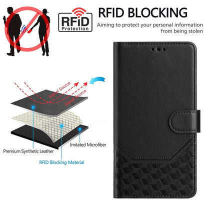 For Tecno Spark Go 2024 4G Honeycomb Embossing RFID Leather Phone Case(Black) by buy2fix