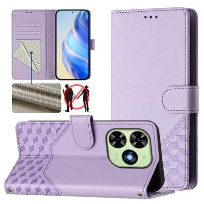 For Tecno Spark Go 2024 4G Honeycomb Embossing RFID Leather Phone Case(Light Purple) by buy2fix