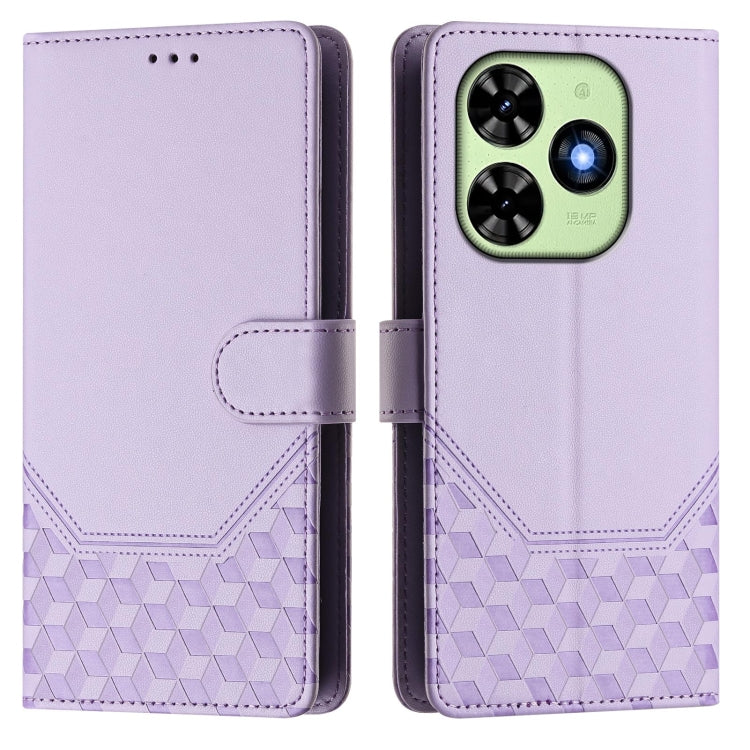 For Tecno Spark Go 2024 4G Honeycomb Embossing RFID Leather Phone Case(Light Purple) by buy2fix