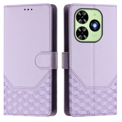 For Tecno Spark Go 2024 4G Honeycomb Embossing RFID Leather Phone Case(Light Purple) by buy2fix