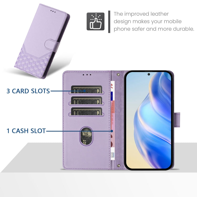 For Tecno Spark Go 2024 4G Honeycomb Embossing RFID Leather Phone Case(Light Purple) by buy2fix