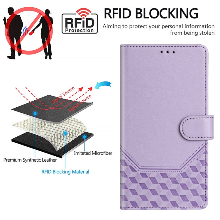 For Tecno Spark Go 2024 4G Honeycomb Embossing RFID Leather Phone Case(Light Purple) by buy2fix