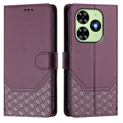 For Tecno Spark Go 2024 4G Honeycomb Embossing RFID Leather Phone Case(Violet) by buy2fix