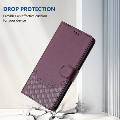 For Tecno Spark Go 2024 4G Honeycomb Embossing RFID Leather Phone Case(Violet) by buy2fix
