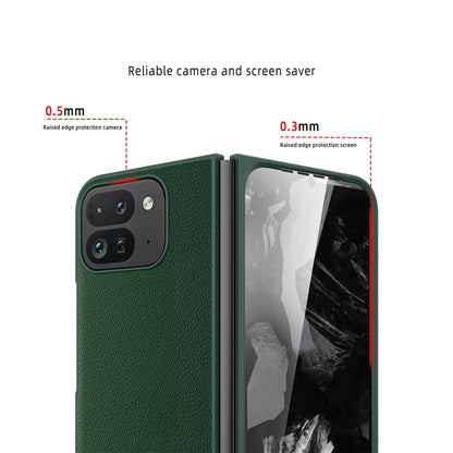 For Google Pixel 9 Pro Fold Litchi Texture Leather PC Shockproof Phone Case(Green) - Google Cases by buy2fix | Online Shopping UK | buy2fix