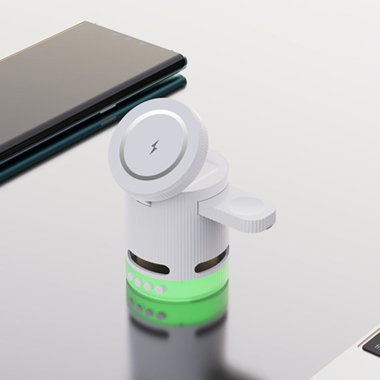 H61 15W 4 in 1 Multifunctional Foldable Wireless Charger Bluetooth Speaker(White) - Multifunction Charger by buy2fix | Online Shopping UK | buy2fix