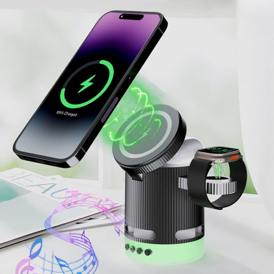 H61 15W 4 in 1 Multifunctional Foldable Wireless Charger Bluetooth Speaker(Black) - Multifunction Charger by buy2fix | Online Shopping UK | buy2fix