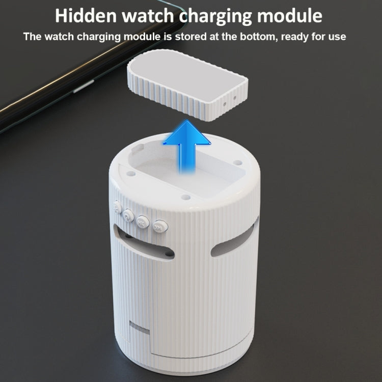 H61 15W 4 in 1 Multifunctional Foldable Wireless Charger Bluetooth Speaker(White) - Multifunction Charger by buy2fix | Online Shopping UK | buy2fix