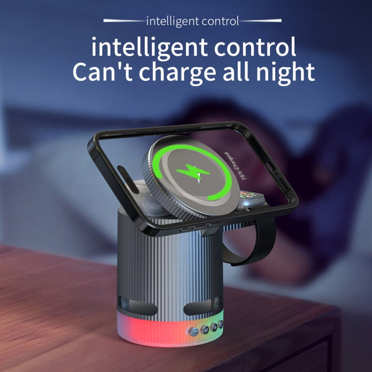 H61 15W 4 in 1 Multifunctional Foldable Wireless Charger Bluetooth Speaker(White) - Multifunction Charger by buy2fix | Online Shopping UK | buy2fix