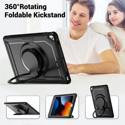 For iPad 10.2 2021 / 2020 / 10.5 2019 Honeycomb Hybrid Tablet Case with Handle Holder & Strap(Black) - iPad 10.2 Cases by buy2fix | Online Shopping UK | buy2fix