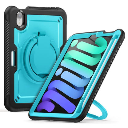 For iPad mini 2024 / mini 6 Honeycomb Hybrid Tablet Case with Handle Holder & Strap(Light Blue) - iPad mini 2024 Cases by buy2fix | Online Shopping UK | buy2fix
