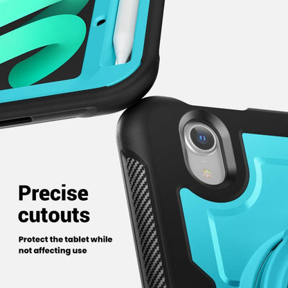 For iPad mini 2024 / mini 6 Honeycomb Hybrid Tablet Case with Handle Holder & Strap(Light Blue) - iPad mini 2024 Cases by buy2fix | Online Shopping UK | buy2fix