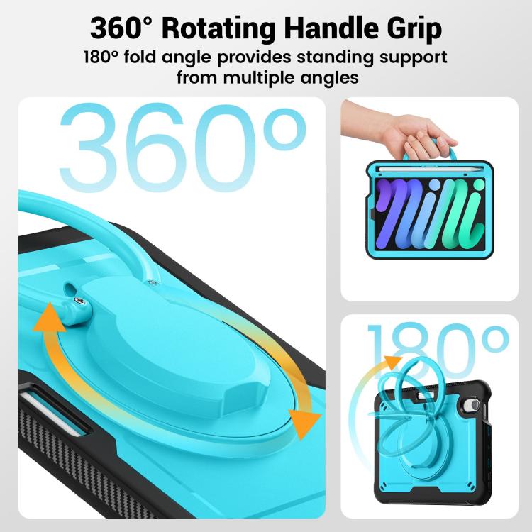 For iPad mini 2024 / mini 6 Honeycomb Hybrid Tablet Case with Handle Holder & Strap(Light Blue) - iPad mini 2024 Cases by buy2fix | Online Shopping UK | buy2fix