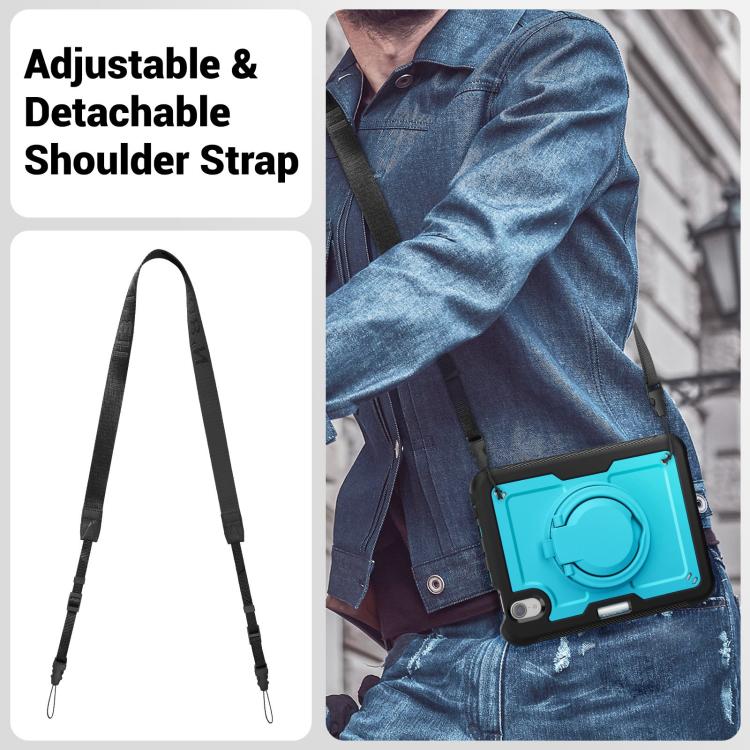 For iPad mini 2024 / mini 6 Honeycomb Hybrid Tablet Case with Handle Holder & Strap(Light Blue) - iPad mini 2024 Cases by buy2fix | Online Shopping UK | buy2fix