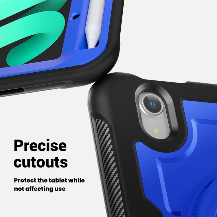 For iPad mini 2024 / mini 6 Honeycomb Hybrid Tablet Case with Handle Holder & Strap(Dark Blue) - iPad mini 2024 Cases by buy2fix | Online Shopping UK | buy2fix