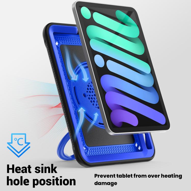 For iPad mini 2024 / mini 6 Honeycomb Hybrid Tablet Case with Handle Holder & Strap(Dark Blue) - iPad mini 2024 Cases by buy2fix | Online Shopping UK | buy2fix