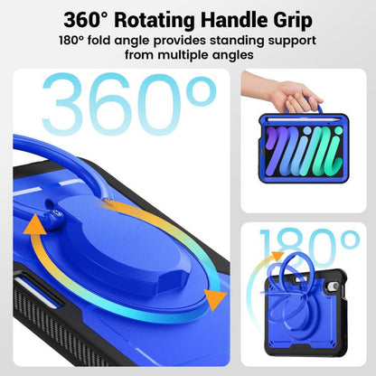 For iPad mini 2024 / mini 6 Honeycomb Hybrid Tablet Case with Handle Holder & Strap(Dark Blue) - iPad mini 2024 Cases by buy2fix | Online Shopping UK | buy2fix