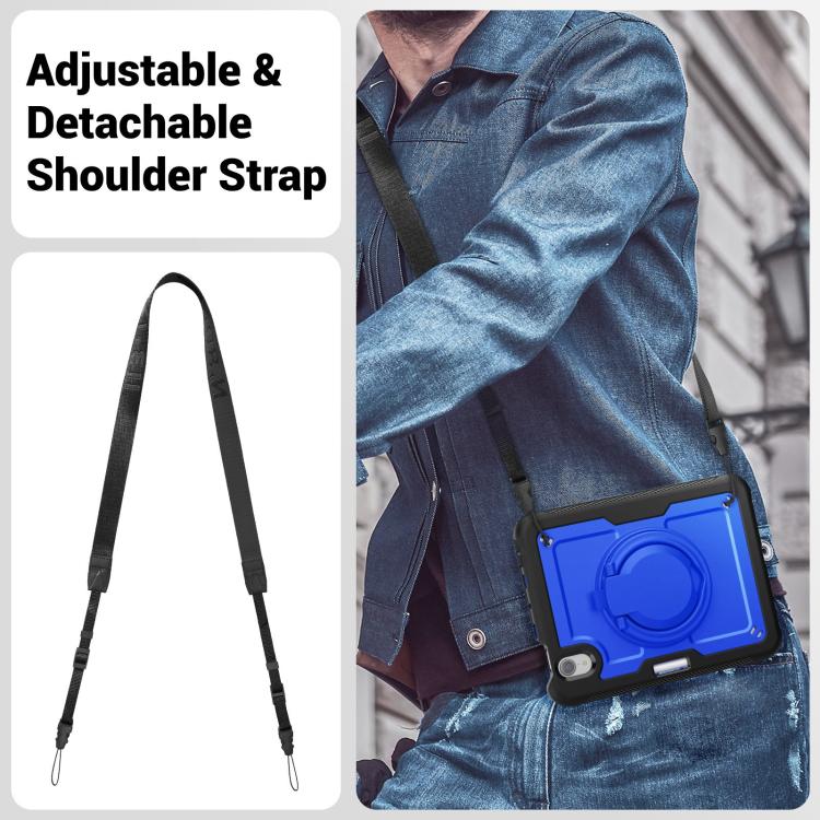 For iPad mini 2024 / mini 6 Honeycomb Hybrid Tablet Case with Handle Holder & Strap(Dark Blue) - iPad mini 2024 Cases by buy2fix | Online Shopping UK | buy2fix
