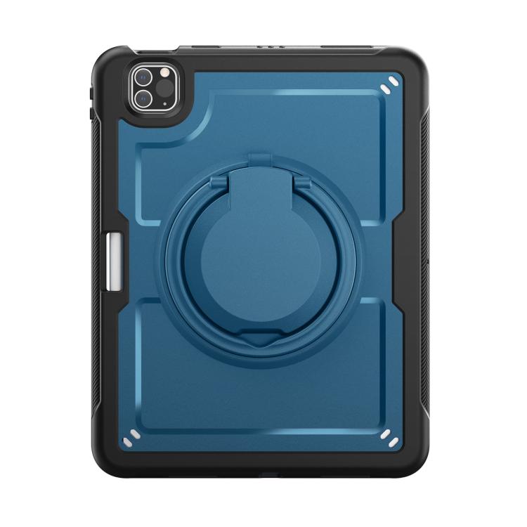 For iPad Pro 11 2022 / Air 10.9 2022 Honeycomb Hybrid Tablet Case with Handle Holder & Strap(Navy Blue) - iPad Pro 11 (2022/2021) Cases by buy2fix | Online Shopping UK | buy2fix