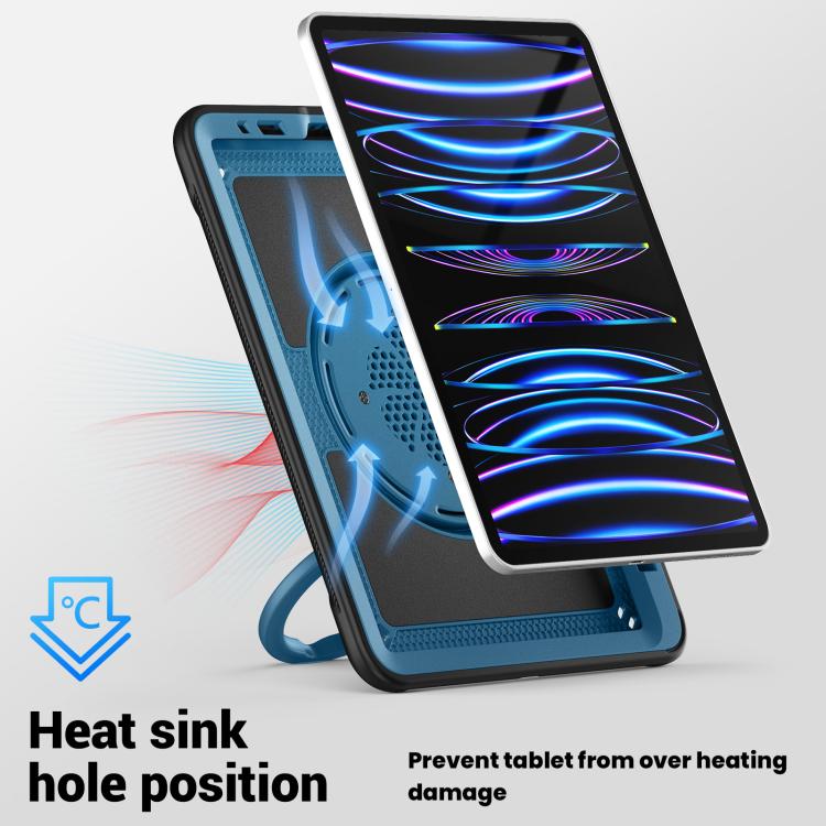 For iPad Pro 11 2022 / Air 10.9 2022 Honeycomb Hybrid Tablet Case with Handle Holder & Strap(Navy Blue) - iPad Pro 11 (2022/2021) Cases by buy2fix | Online Shopping UK | buy2fix