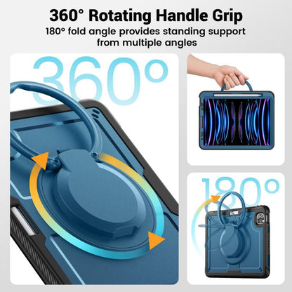 For iPad Pro 11 2022 / Air 10.9 2022 Honeycomb Hybrid Tablet Case with Handle Holder & Strap(Navy Blue) - iPad Pro 11 (2022/2021) Cases by buy2fix | Online Shopping UK | buy2fix