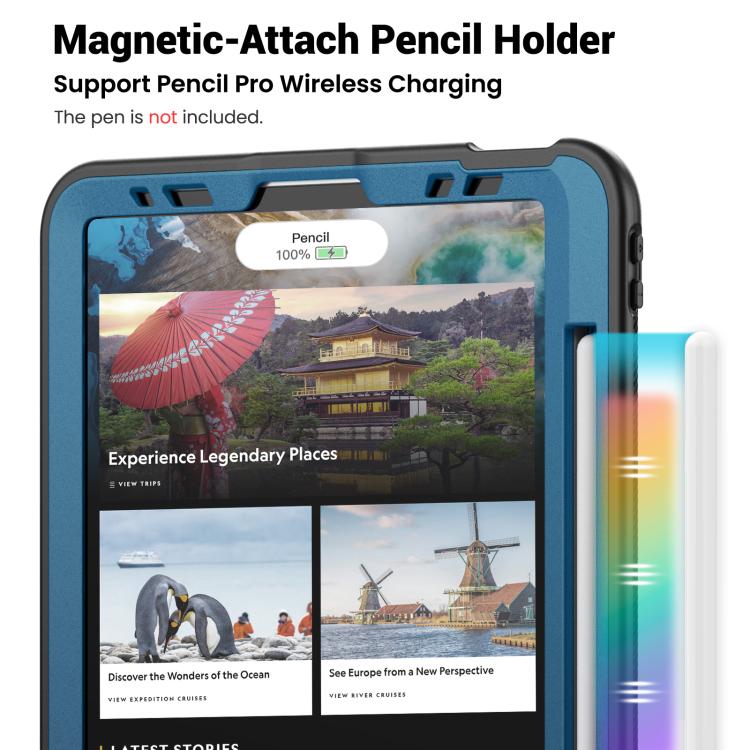 For iPad Pro 11 2022 / Air 10.9 2022 Honeycomb Hybrid Tablet Case with Handle Holder & Strap(Navy Blue) - iPad Pro 11 (2022/2021) Cases by buy2fix | Online Shopping UK | buy2fix