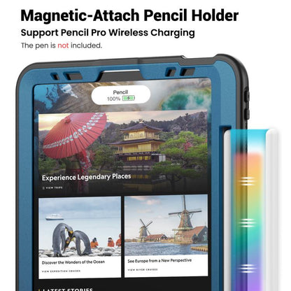 For iPad Pro 11 2022 / Air 10.9 2022 Honeycomb Hybrid Tablet Case with Handle Holder & Strap(Navy Blue) - iPad Pro 11 (2022/2021) Cases by buy2fix | Online Shopping UK | buy2fix