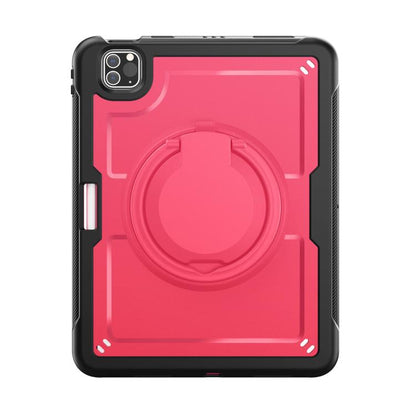 For iPad Pro 11 2022 / Air 10.9 2022 Honeycomb Hybrid Tablet Case with Handle Holder & Strap(Rose Red) - iPad Pro 11 (2022/2021) Cases by buy2fix | Online Shopping UK | buy2fix