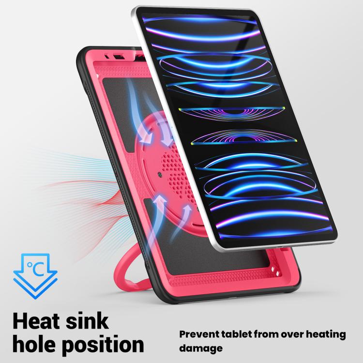 For iPad Pro 11 2022 / Air 10.9 2022 Honeycomb Hybrid Tablet Case with Handle Holder & Strap(Rose Red) - iPad Pro 11 (2022/2021) Cases by buy2fix | Online Shopping UK | buy2fix