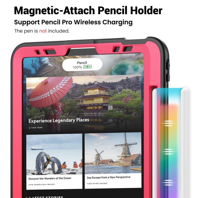 For iPad Pro 11 2022 / Air 10.9 2022 Honeycomb Hybrid Tablet Case with Handle Holder & Strap(Rose Red) - iPad Pro 11 (2022/2021) Cases by buy2fix | Online Shopping UK | buy2fix