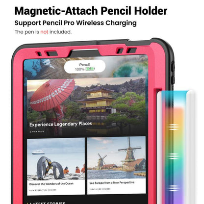 For iPad Pro 11 2022 / Air 10.9 2022 Honeycomb Hybrid Tablet Case with Handle Holder & Strap(Rose Red) - iPad Pro 11 (2022/2021) Cases by buy2fix | Online Shopping UK | buy2fix