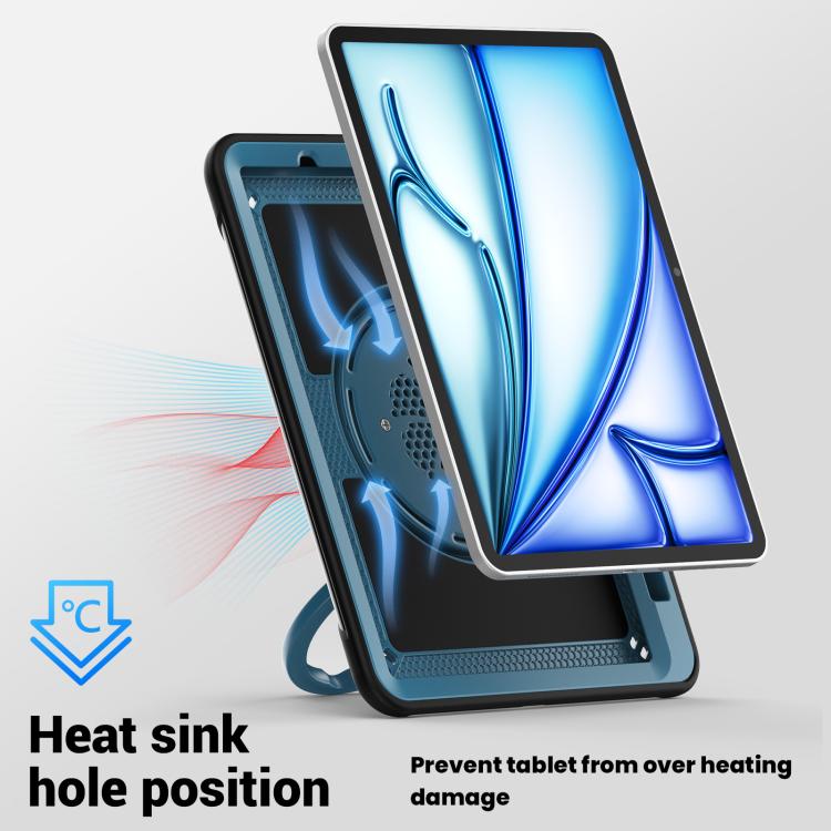 For iPad Air 11 2025 / 2024 Honeycomb Hybrid Tablet Case with Handle Holder & Strap(Navy Blue) - iPad Air 11 2025 / 2024 Cases by buy2fix | Online Shopping UK | buy2fix