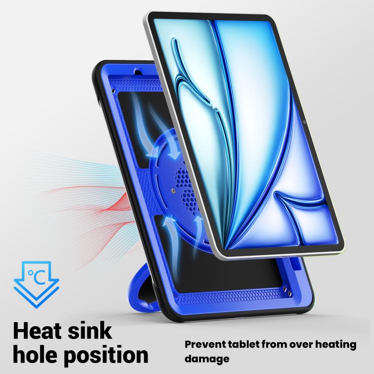 For iPad Air 11 2025 / 2024 Honeycomb Hybrid Tablet Case with Handle Holder & Strap(Dark Blue) - iPad Air 11 2025 / 2024 Cases by buy2fix | Online Shopping UK | buy2fix