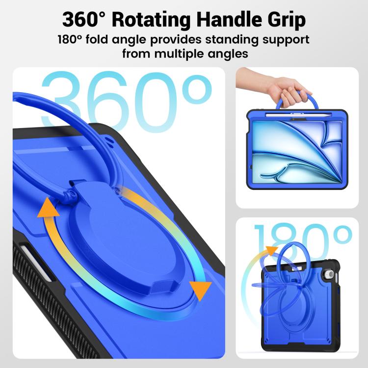 For iPad Air 11 2025 / 2024 Honeycomb Hybrid Tablet Case with Handle Holder & Strap(Dark Blue) - iPad Air 11 2025 / 2024 Cases by buy2fix | Online Shopping UK | buy2fix