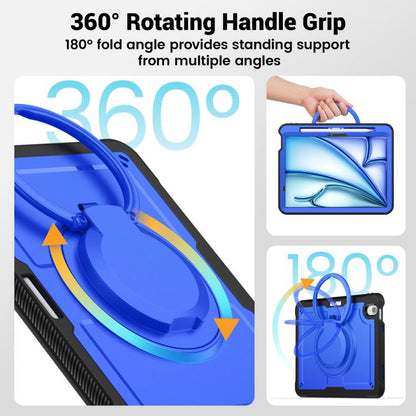 For iPad Air 11 2025 / 2024 Honeycomb Hybrid Tablet Case with Handle Holder & Strap(Dark Blue) - iPad Air 11 2025 / 2024 Cases by buy2fix | Online Shopping UK | buy2fix