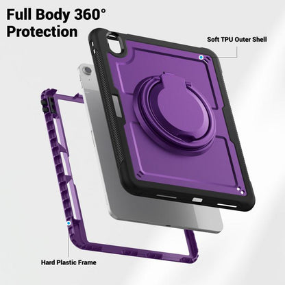 For iPad Air 11 2025 / 2024 Honeycomb Hybrid Tablet Case with Handle Holder & Strap(Purple) - iPad Air 11 2025 / 2024 Cases by buy2fix | Online Shopping UK | buy2fix